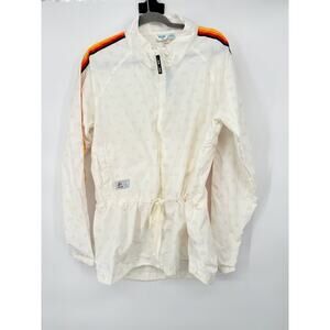 Aldi Gear Size L Windbreaker‎ White Rainbow Stripes NWT Rain Jacket Full Zip